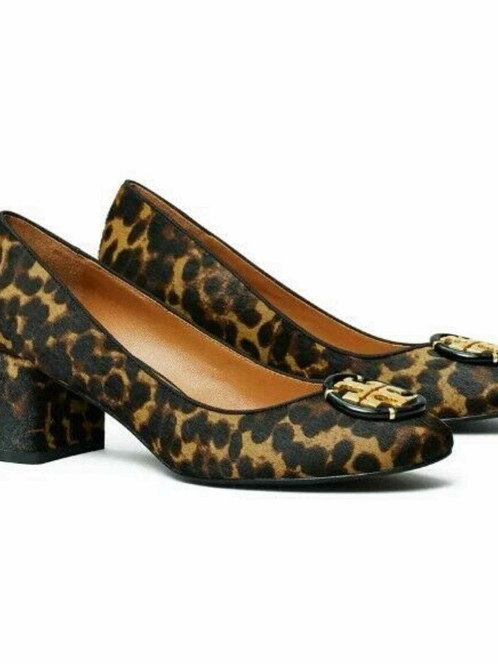 Tory Burch Leopard-Print Block Heel Pumps - Brown and Black
